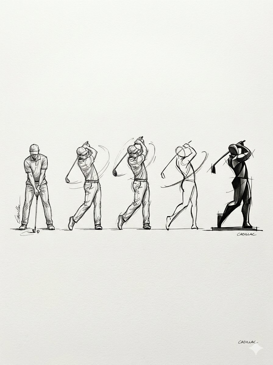 Infographic / Edu Visual - Progressive Golf Swing Artistic Sketch