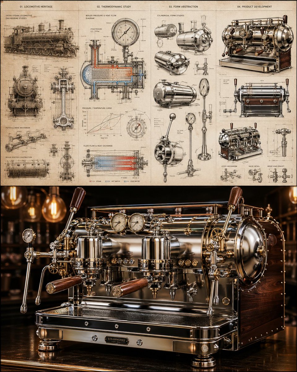 Locomotive-Inspired Espresso Machine Design
