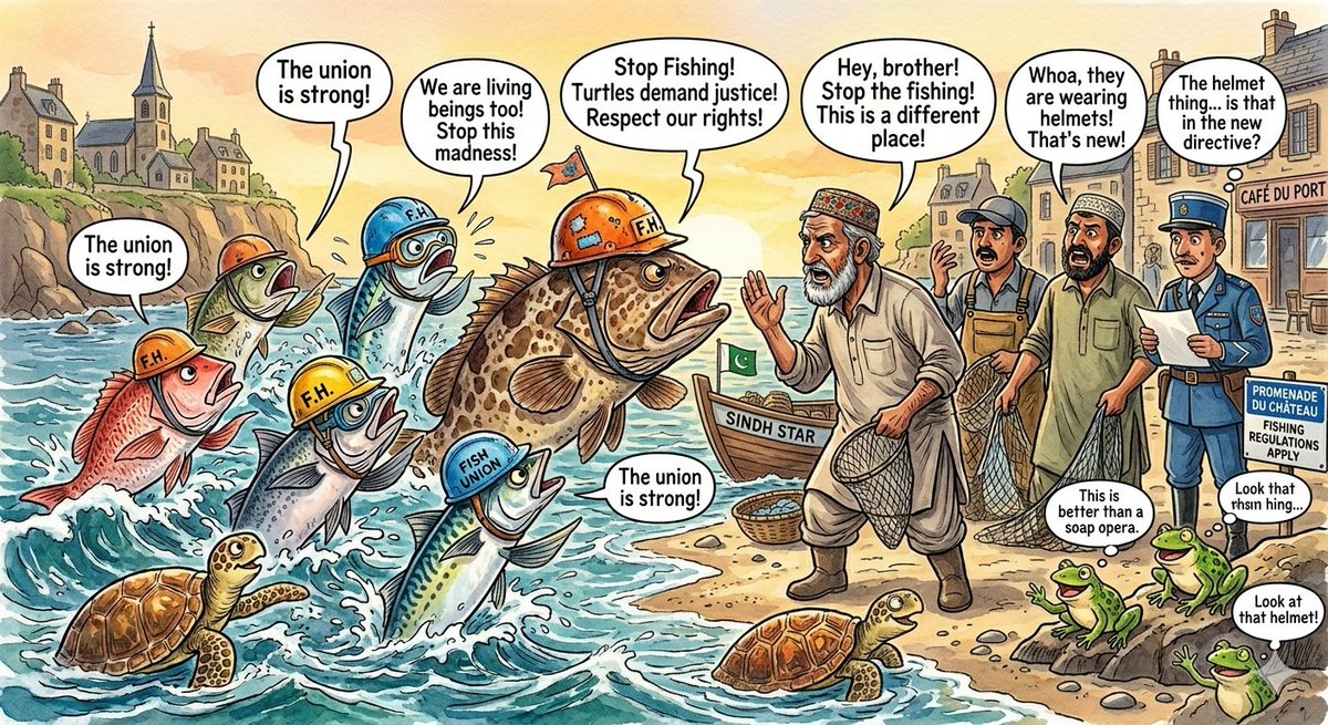 Protesting Fish on a French Seaside