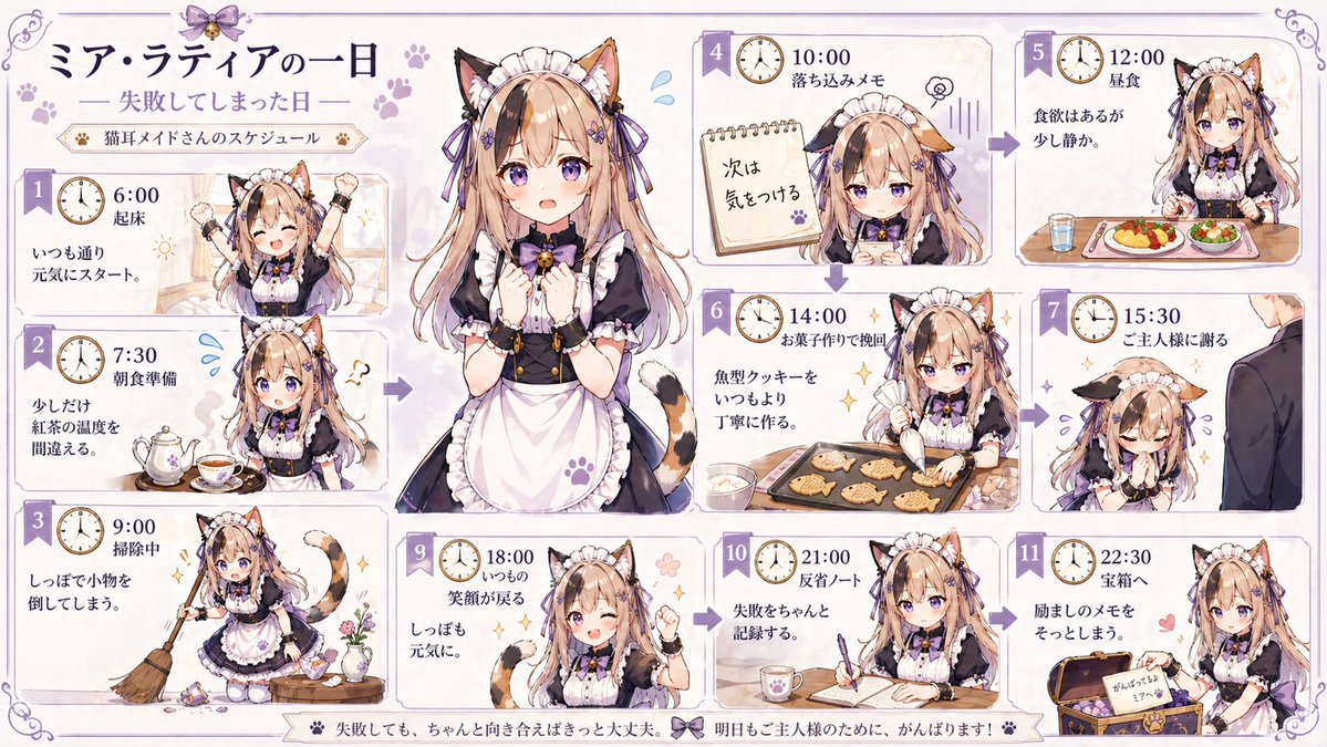 Cat Maid Daily Schedule Infographic