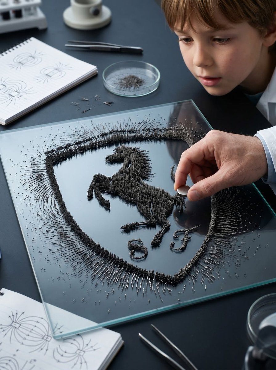 Magnetic Iron Filings Logo Scene