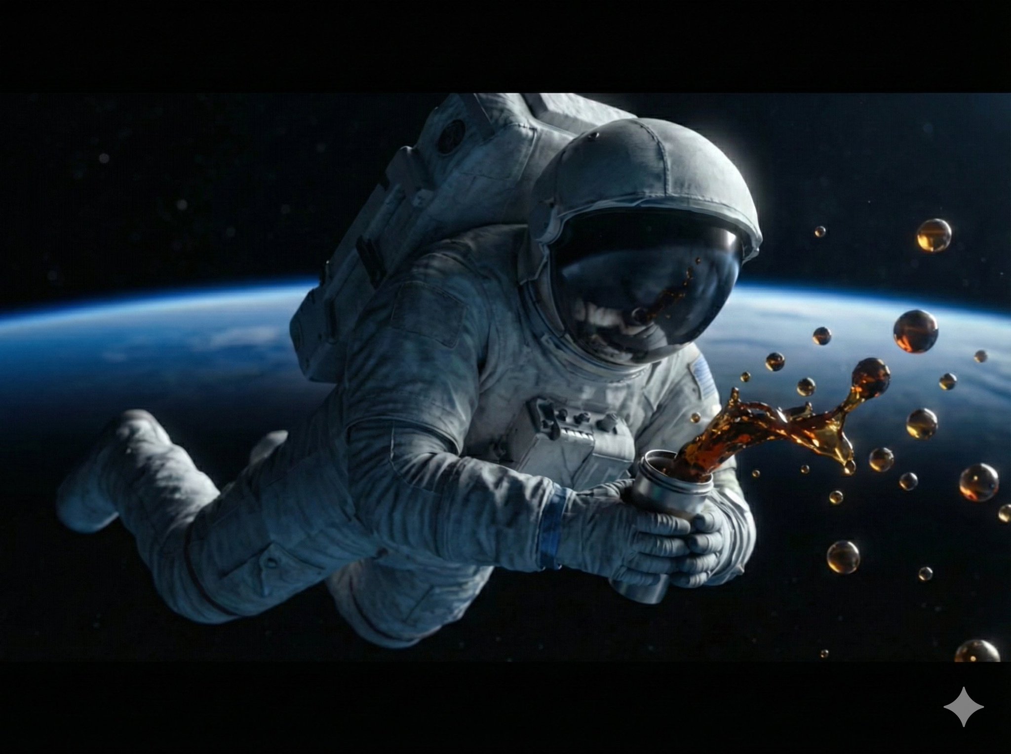 A high-detail, cinematic shot of an astronaut floating in outer space with the Earth's blue curvatu…