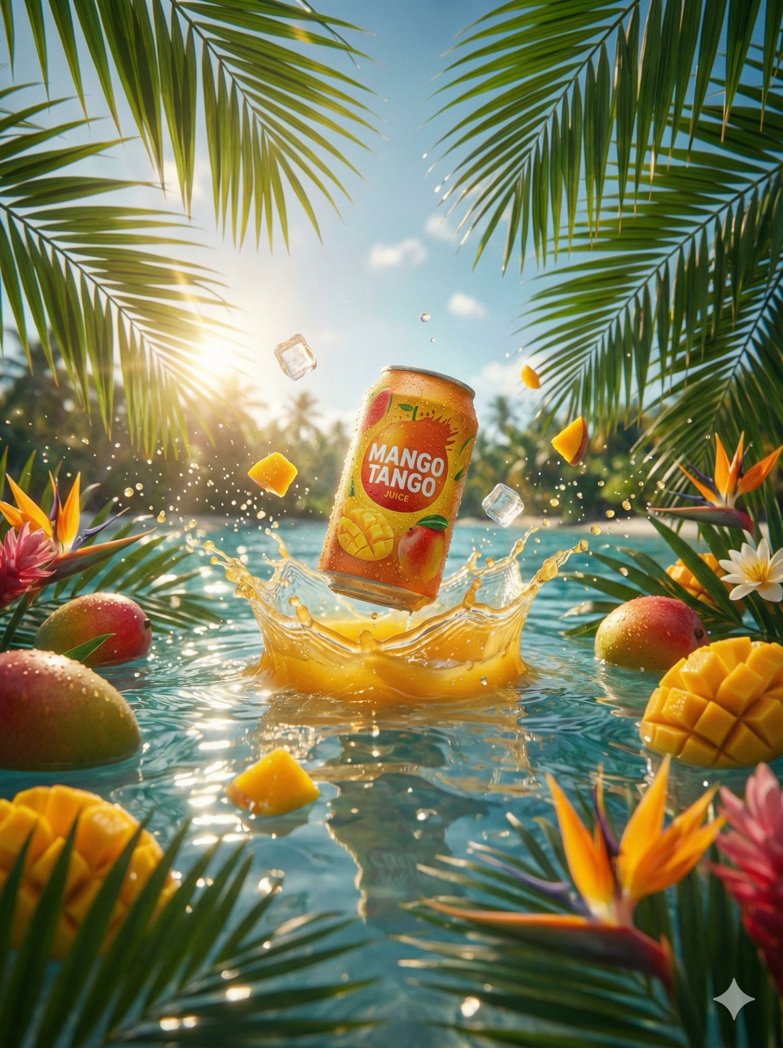 A hyper-realistic commercial product photography shot of a condensation-covered beverage can labele…