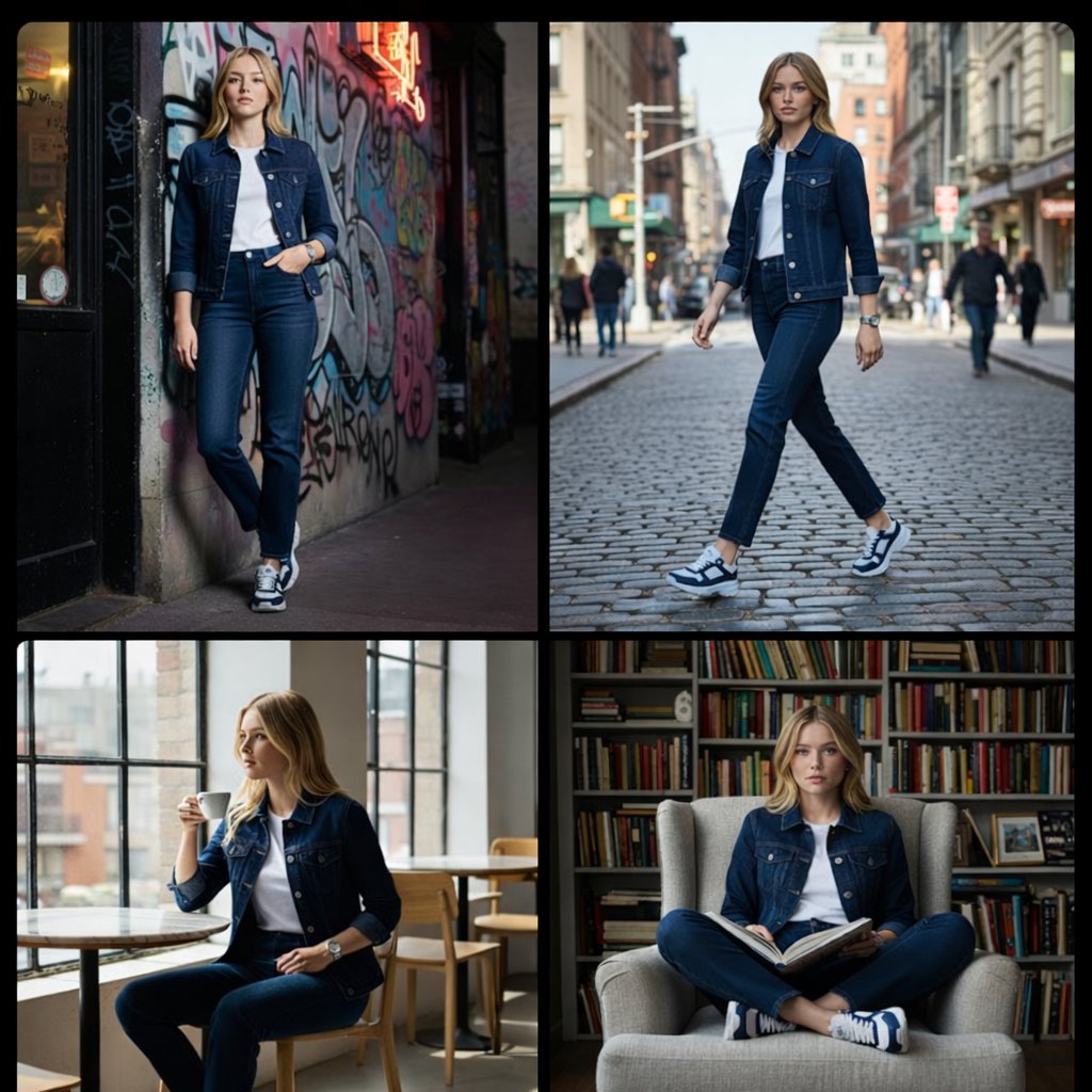 Hyper-realistic cinematic full-body fashion photoshoot of the uploaded woman (age 26, 5'5"), exact …