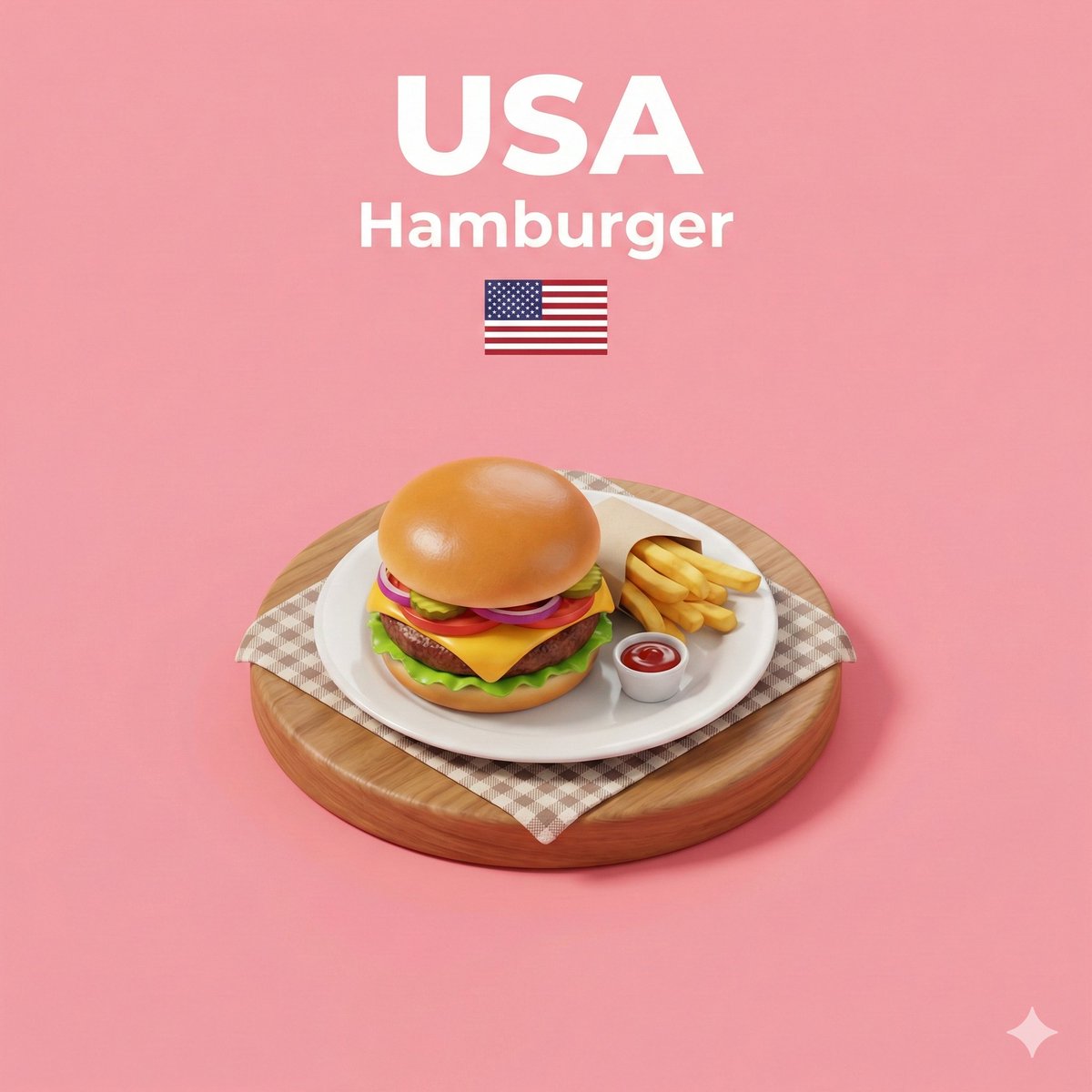 Present a clear, 45° top-down isometric miniature 3D cartoon scene of [COUNTRY]’s signature dish: […
