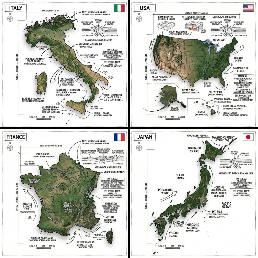Create an infographic image of [COUNTRY], combining a realistic photograph or photoreal render of t…