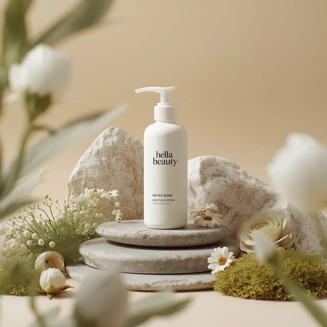 Ultra-high-end photorealistic commercial skincare product photography featuring a matte white plast…