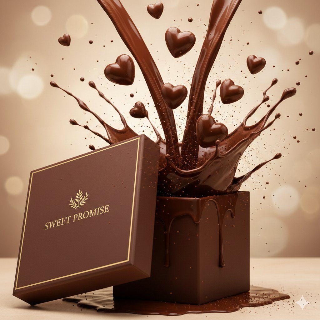 A slow, sensual luxury chocolate commercial shot in ultra-high definition. The scene opens in near …