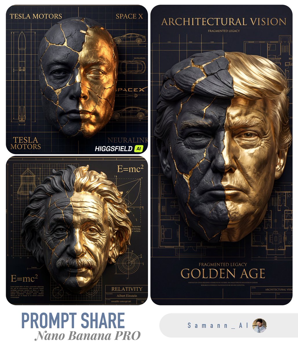 A high-detail artistic 3D portrait of the person in the photo, reimagined as a fragmented sculptura…