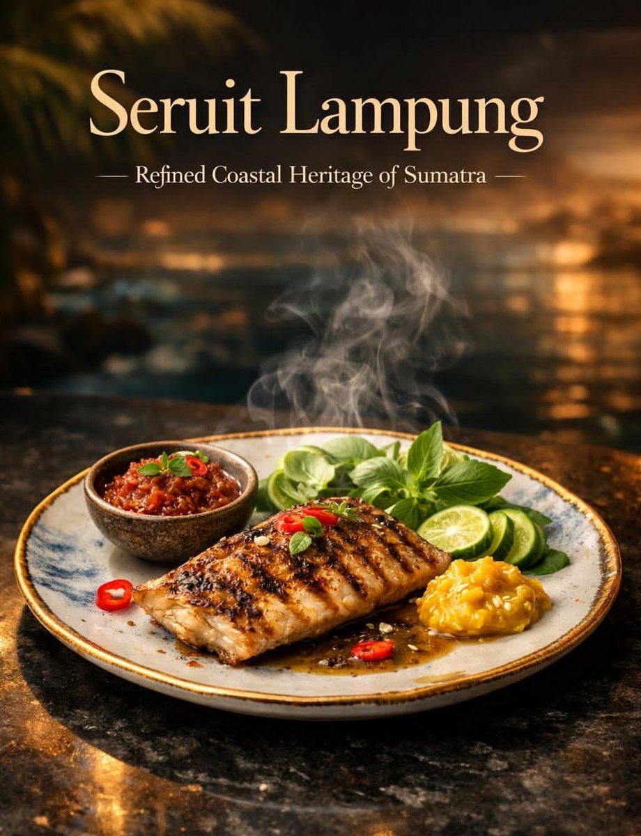 Luxury cinematic food photography of traditional Indonesian “Seruit Lampung” — beautifully grilled …