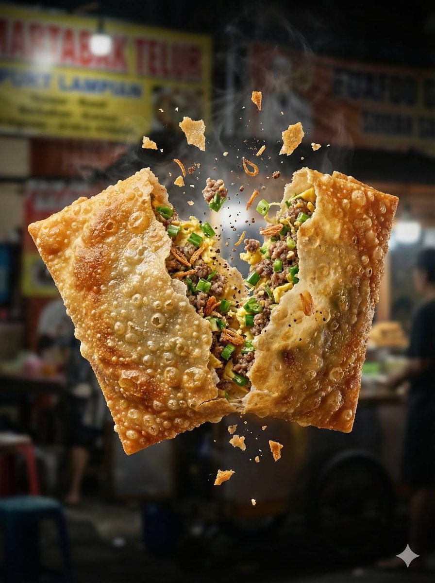 Ultra-realistic high-speed food photography of a crispy golden fried snack breaking apart mid-air, …