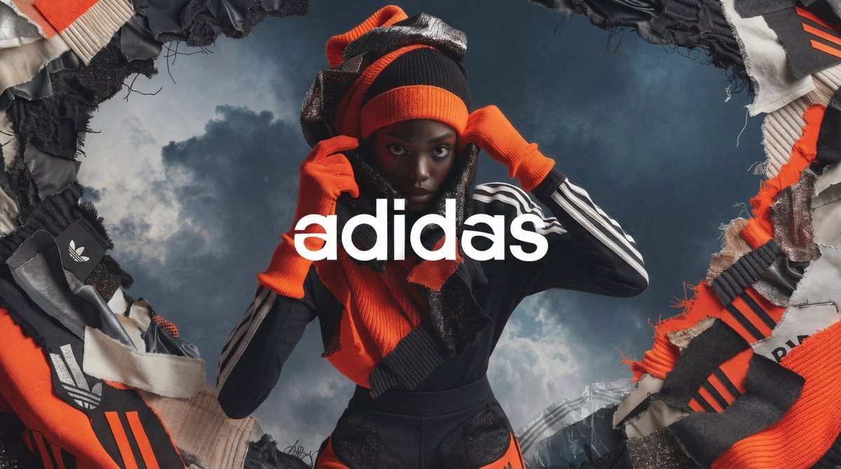 [BRAND]. A high fashion campaign poster. A model with a strong expressive face as the centerpiece, …