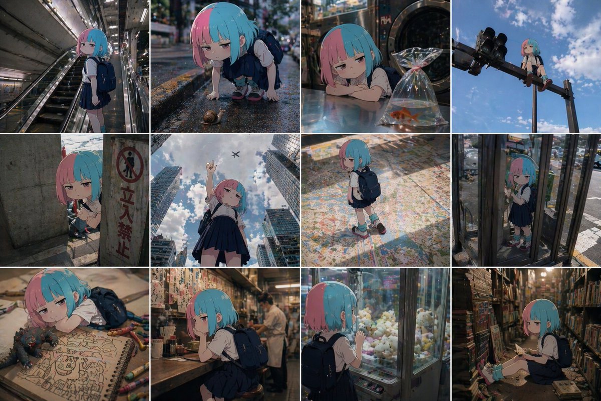 Anime Character in Real World Grid