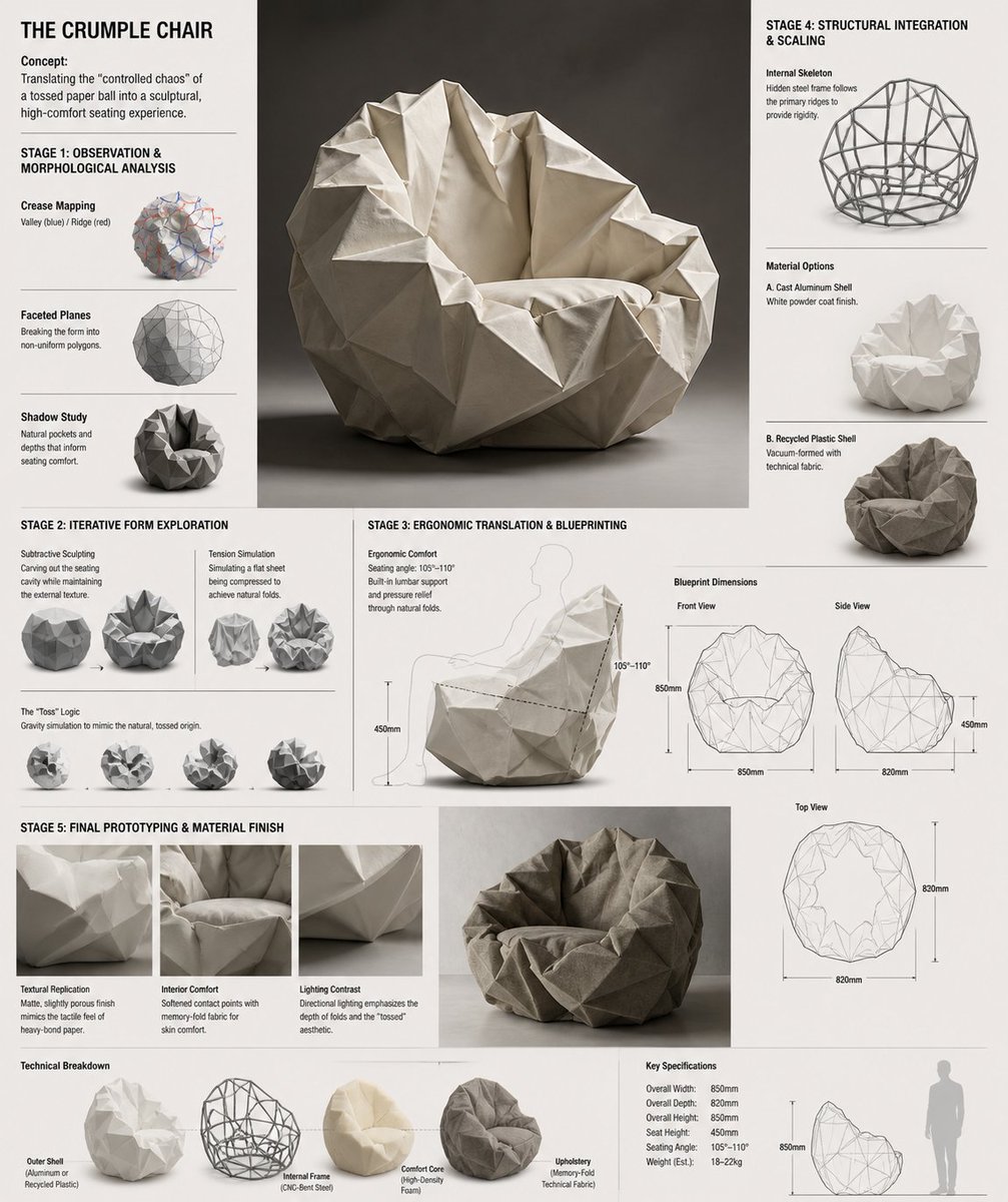 Crumple Paper Furniture Concept Design
