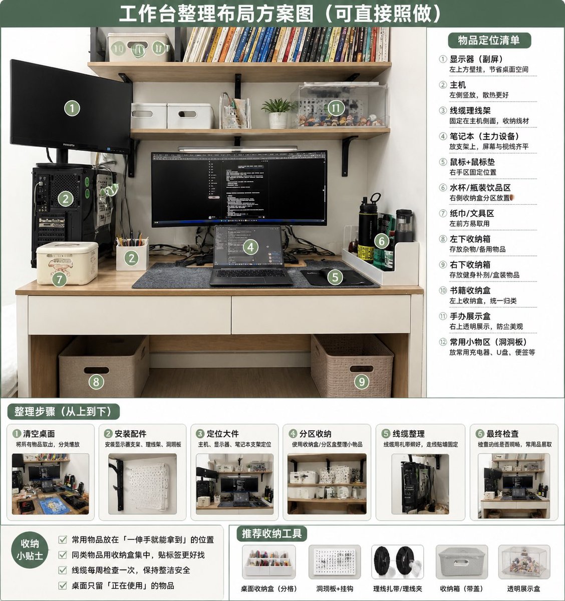 Desk Organization Layout Infographic