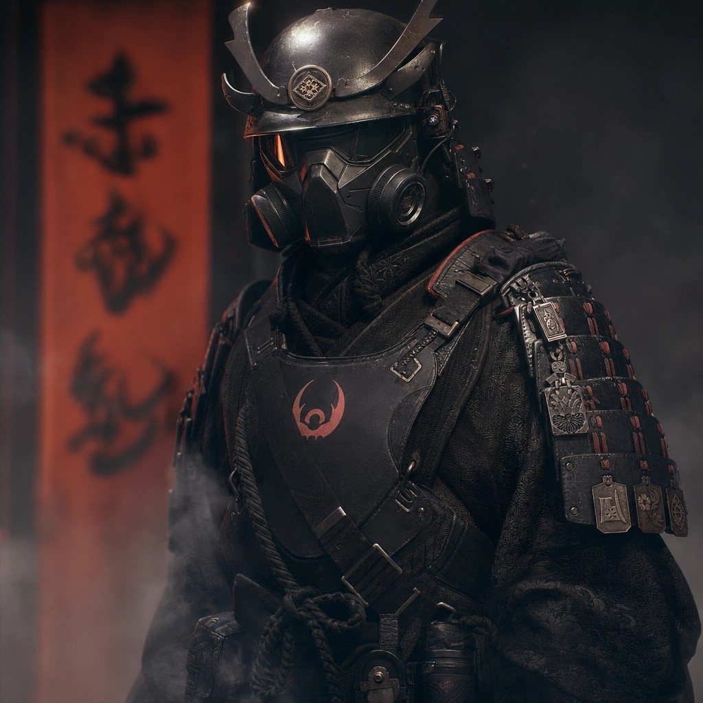 Futuristic Dark Samurai Portrait