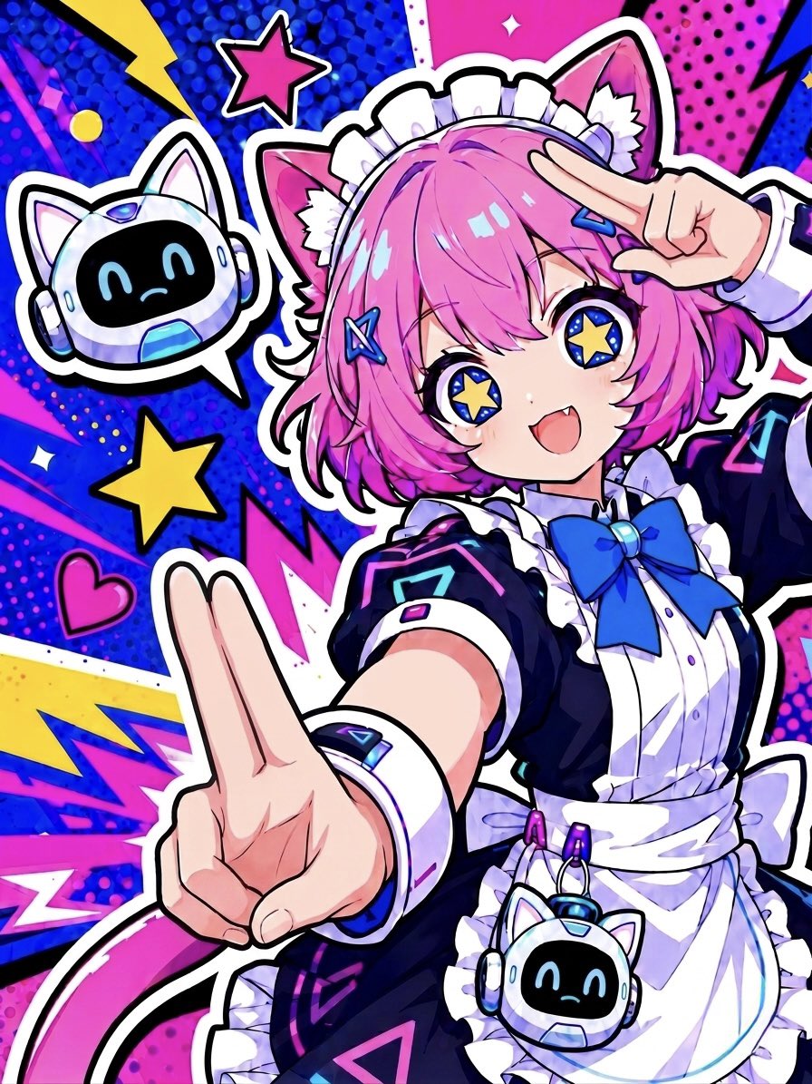 Cyber Cat Maid Peace Pose