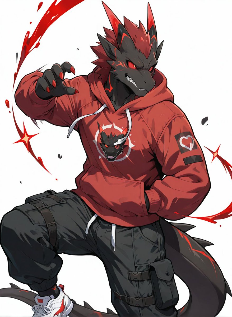 Red Hoodie Dragon-Wolf Warrior