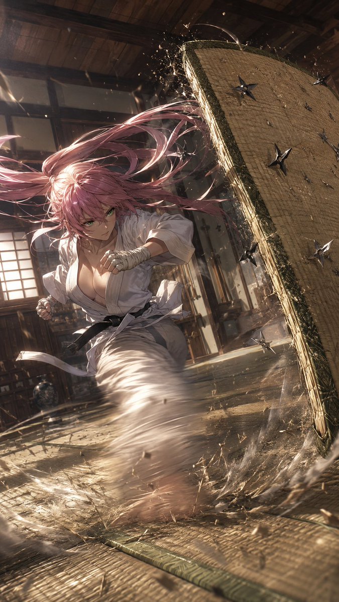 Anime Dojo Martial Artist Action Scene