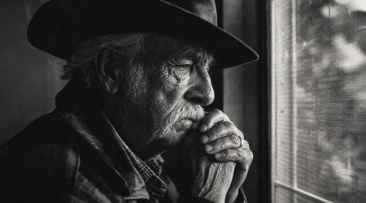 Noir Elderly Man by Window