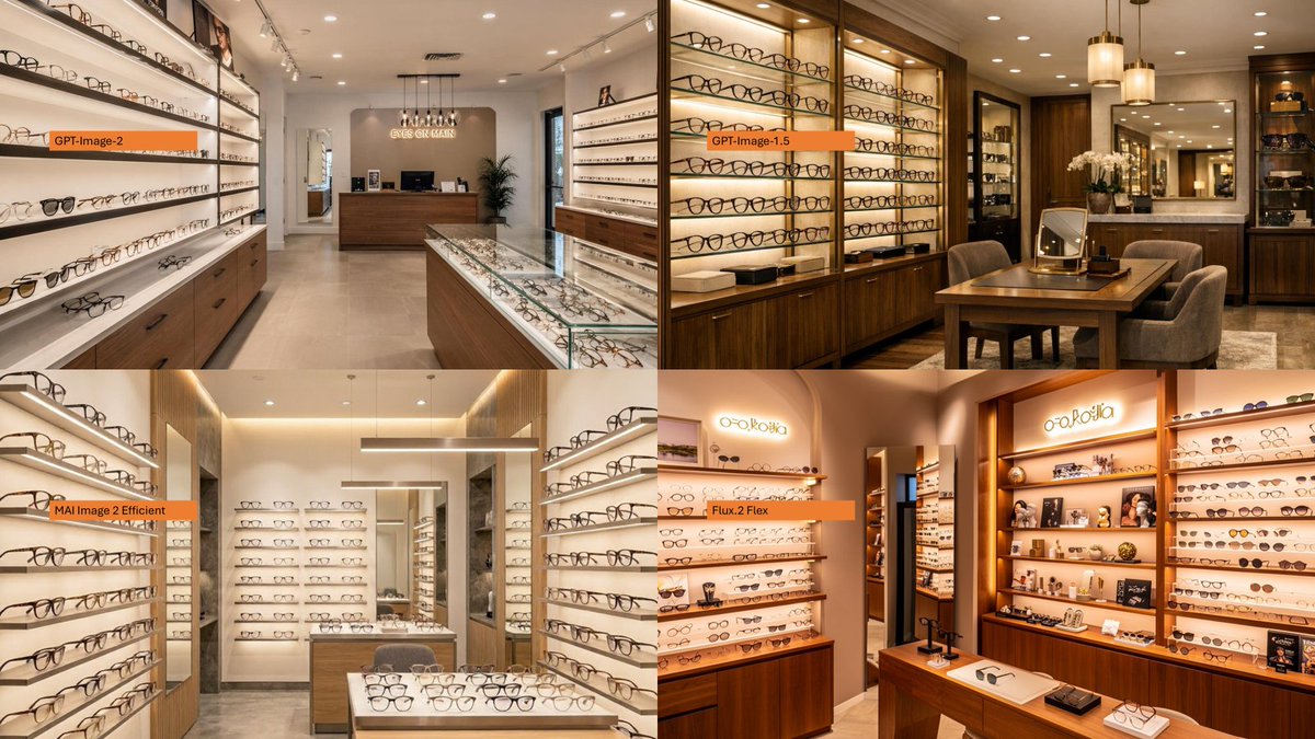 Four-Panel Eyewear Store Model Comparison