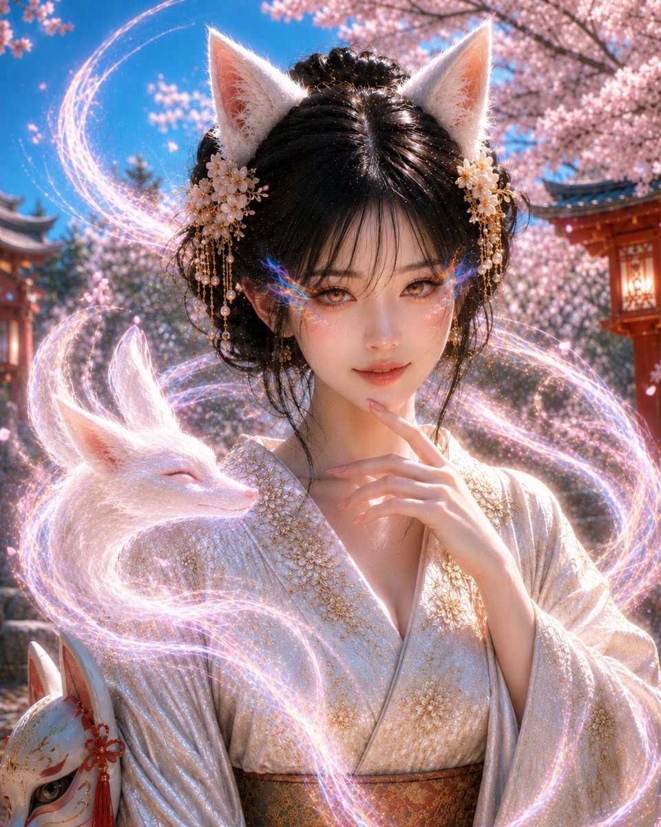 Mystical Kitsune Shrine Portrait