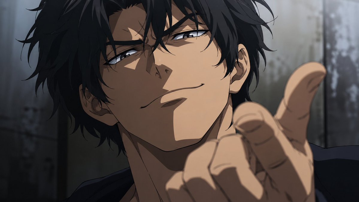 Smirking Anime Man Close-Up