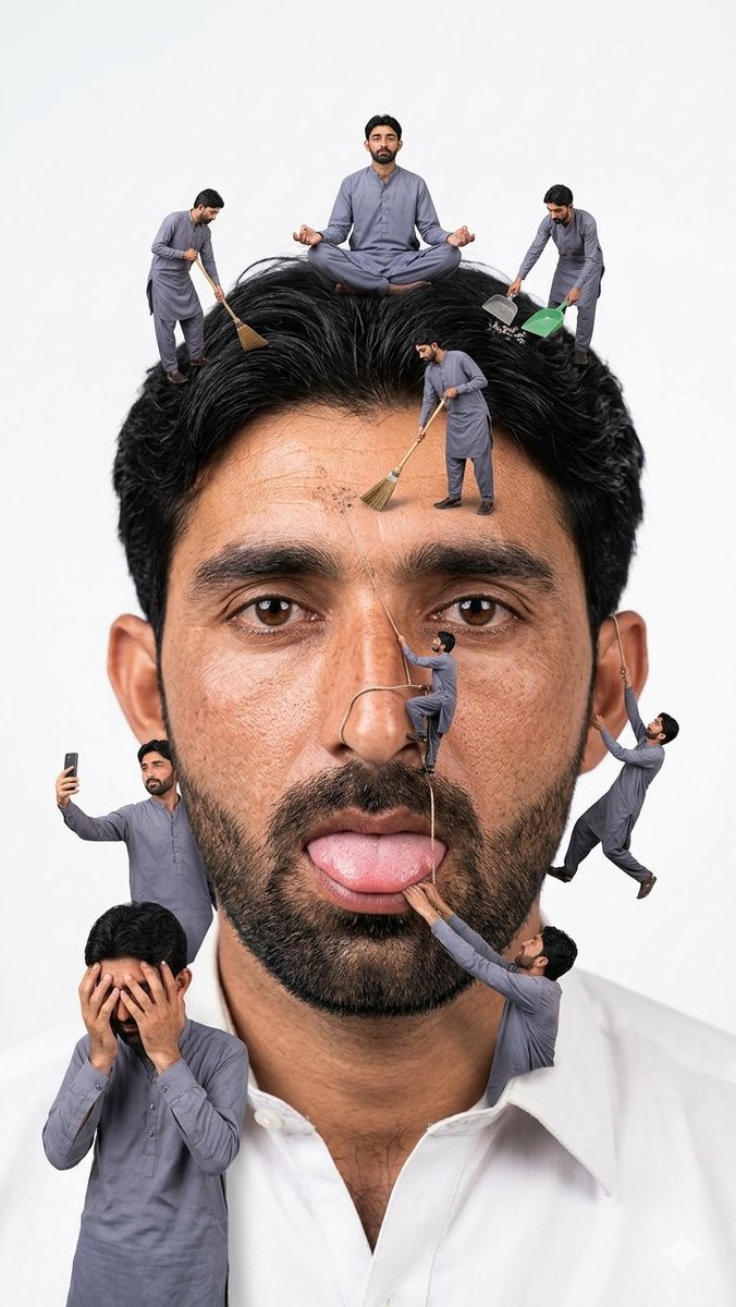 Surreal Miniature People Concept Portrait