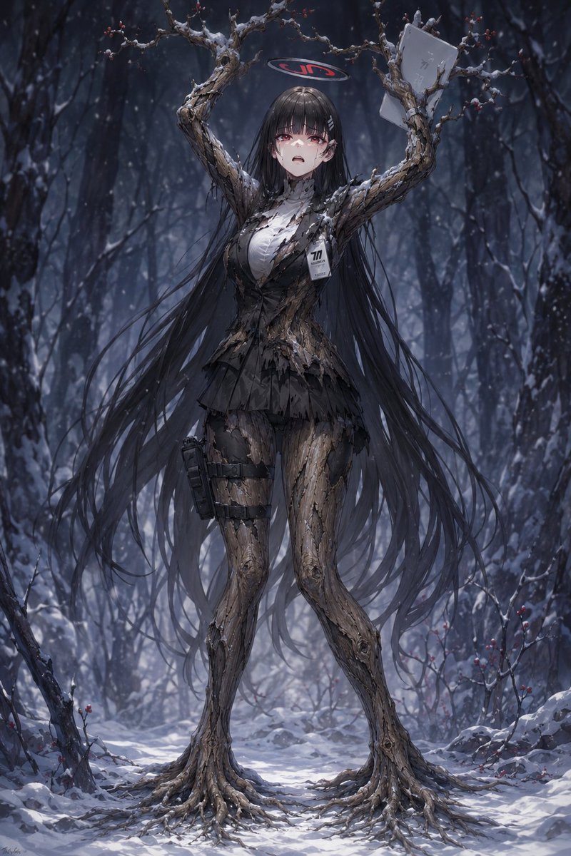 Snow Forest Tree Girl
