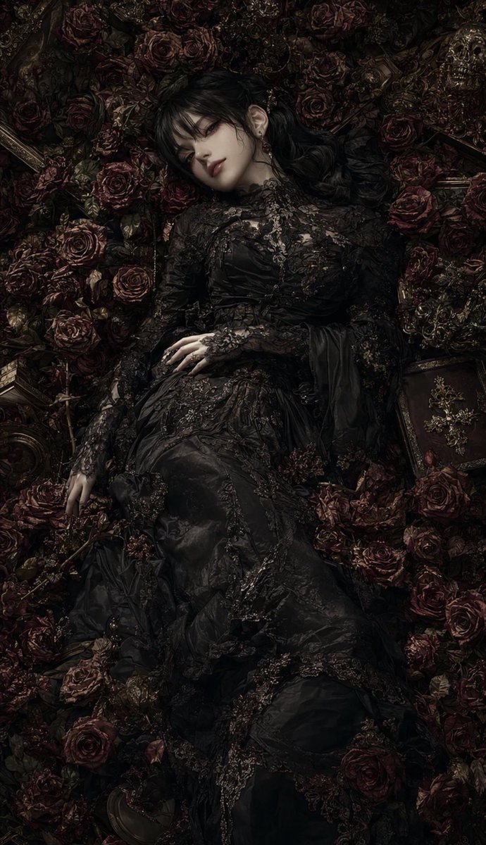 Gothic Rose Mourning Portrait