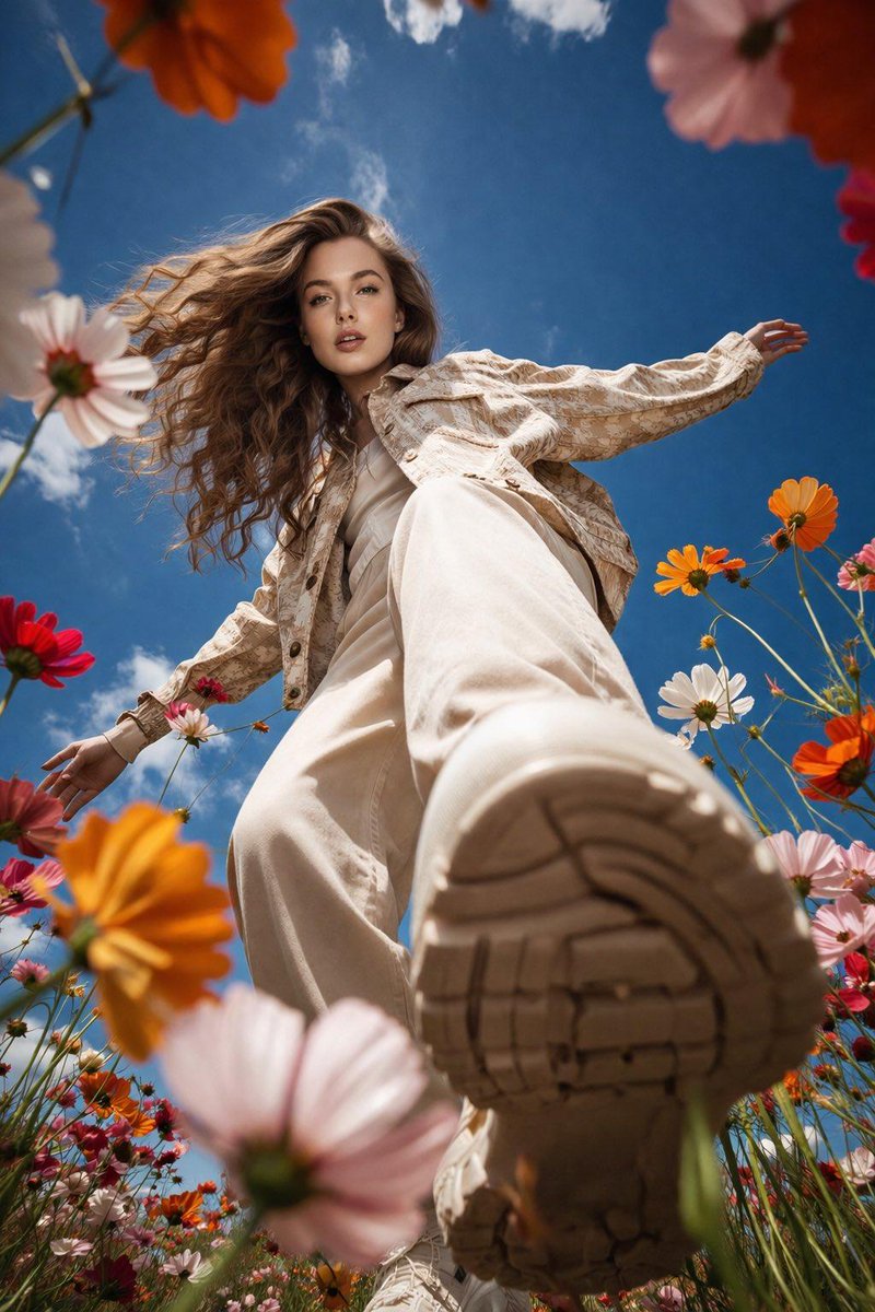 Low-Angle Flower Meadow Stride