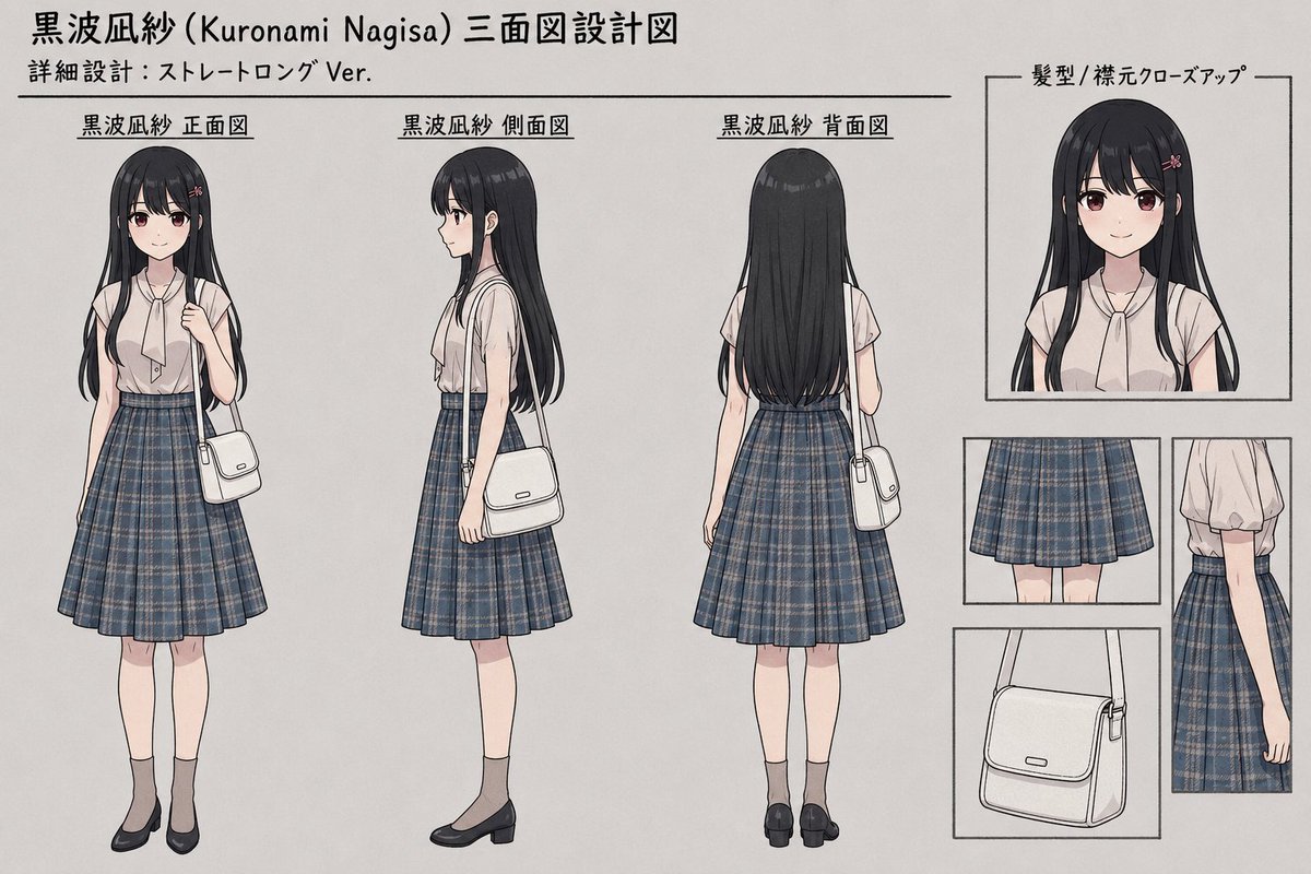 Anime Three-View Character Sheet