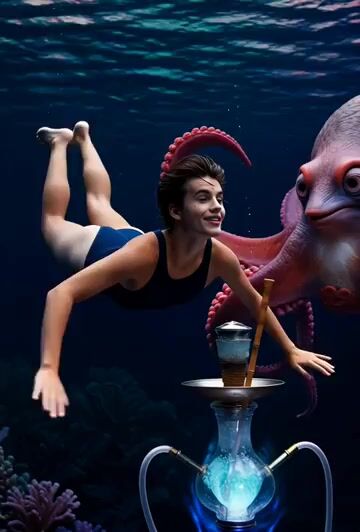 Swimming with an octopus and dolphins in an alternate reality