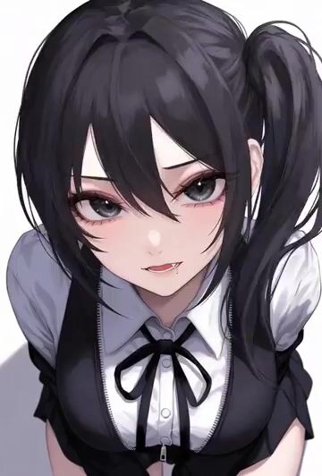 Anime style video prompt of a young woman delivering an insulting line
