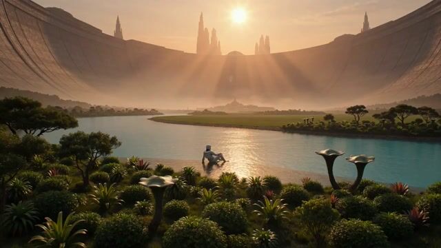 Serene Sci-Fi Ringworld Landscape
