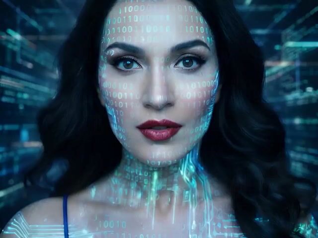 Woman in Digital Space with Cinematic Camera