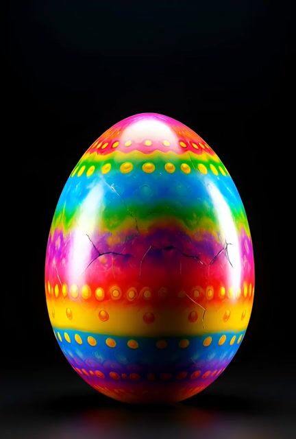 Surreal Easter egg bomb exploding with a rabbit emerging