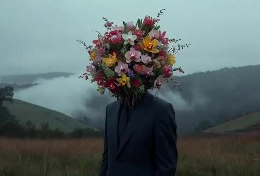 Man Walking to Camera and Zooming on Flowers