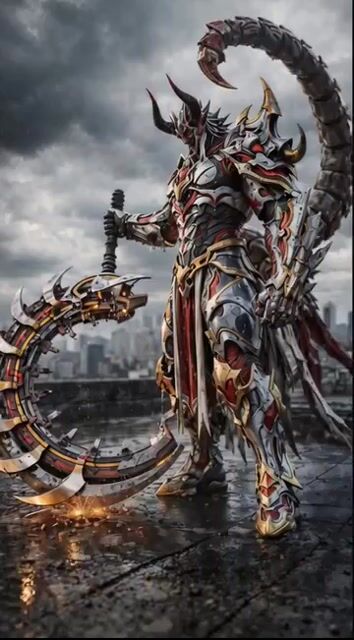 Grok Imagine Prompt: Cinematic 5-second 4K video of a demonic warrior swinging a scythe