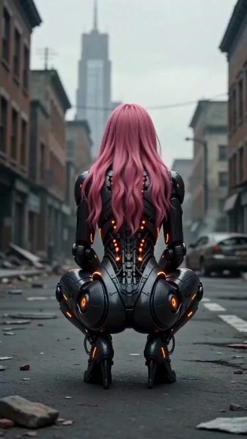 Cinematic female cyborg video