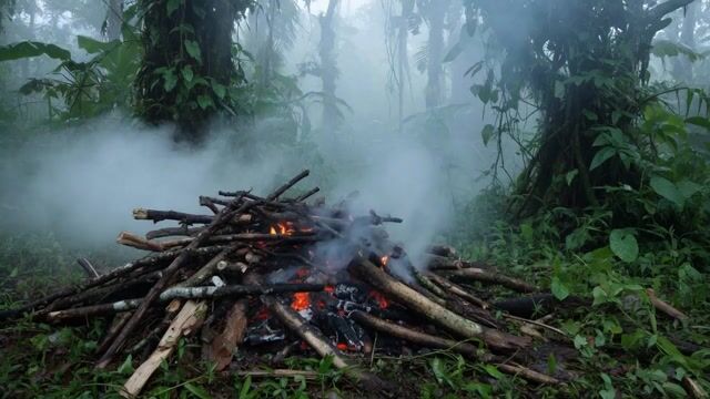 Jungle Woods Fire Video Prompt
