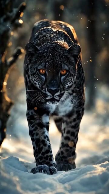Black Jaguar in Snow Video Prompt