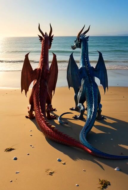 Shimmering Dragons on Ocean Beach