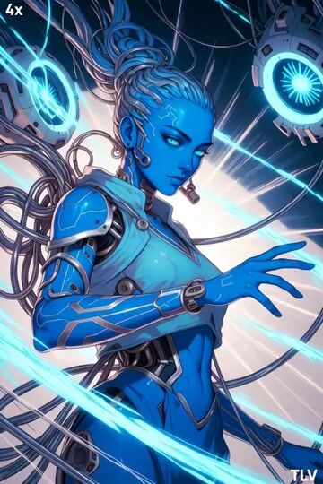Futuristic Blue Humanoid Tech Evolution