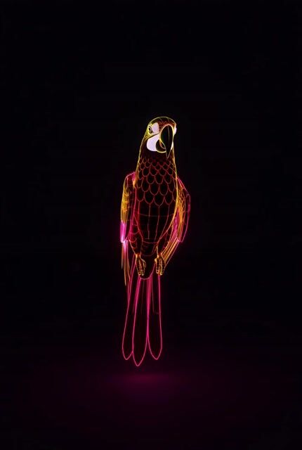 Neon Wireframe Parrot