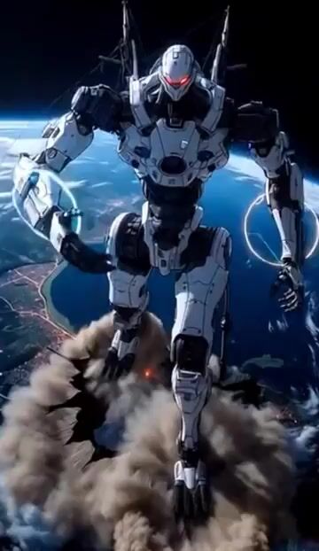 Giant Mecha Orbital Landing