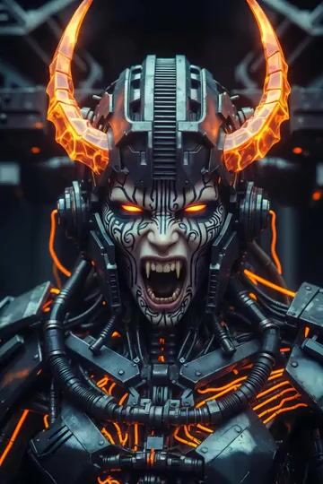 Cyberpunk Demonic Cyborg Warlord