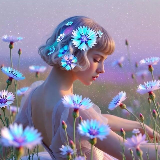Iridescent Glowing Cornflowers Video