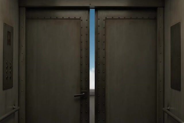 Dreamlike Sky Elevator Scene