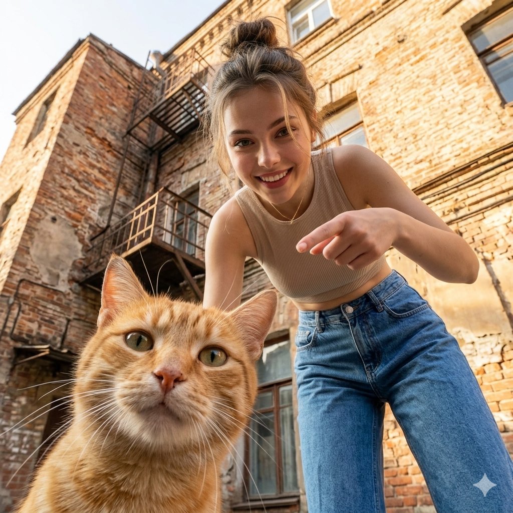 Low Angle Urban Cat Portrait